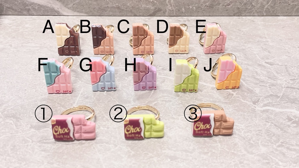 ひと用🍫💍Melty 2tastes chocolate ring +label chocolate ring(サイズ調整可能)