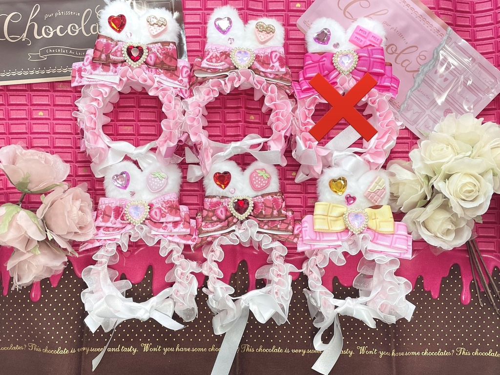 Sサイズ&SM中間サイズ兼用ぬい服🍓🍫strawberry chocolate headdress