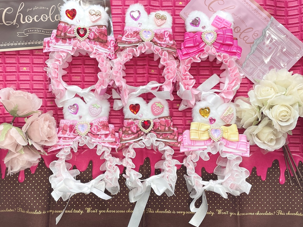 Sサイズ&SM中間サイズ兼用ぬい服🍓🍫strawberry chocolate headdress