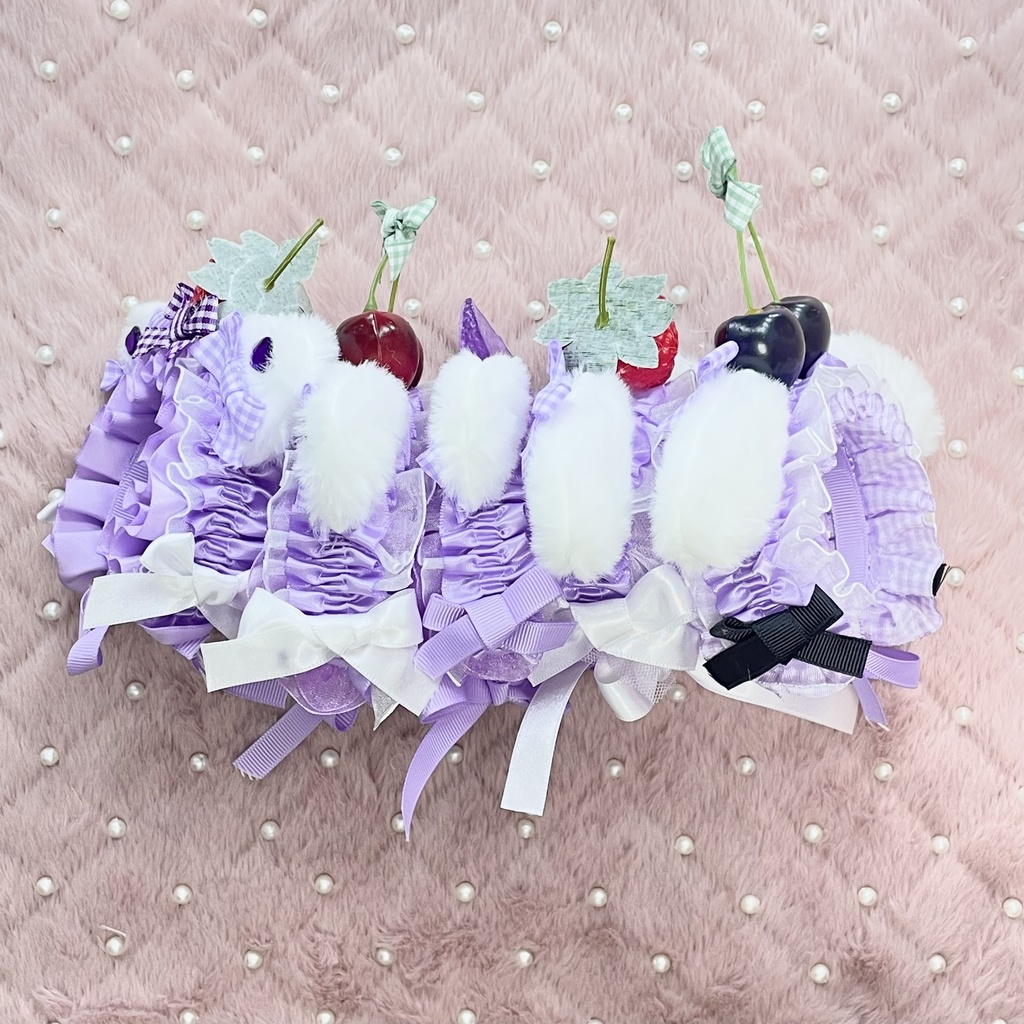 Sサイズ&SM中間サイズぬい服💜🍓🍒purple fruits headdress