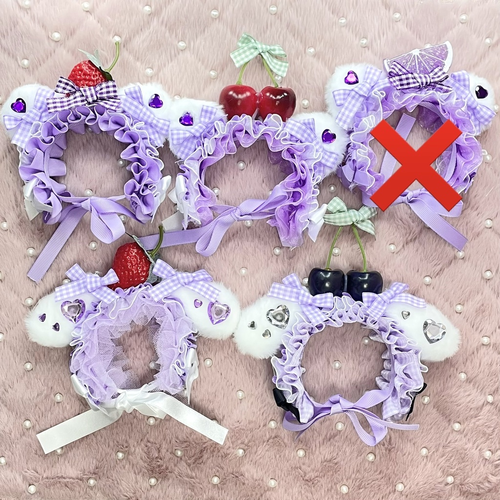 Sサイズ&SM中間サイズぬい服💜🍓🍒purple fruits headdress