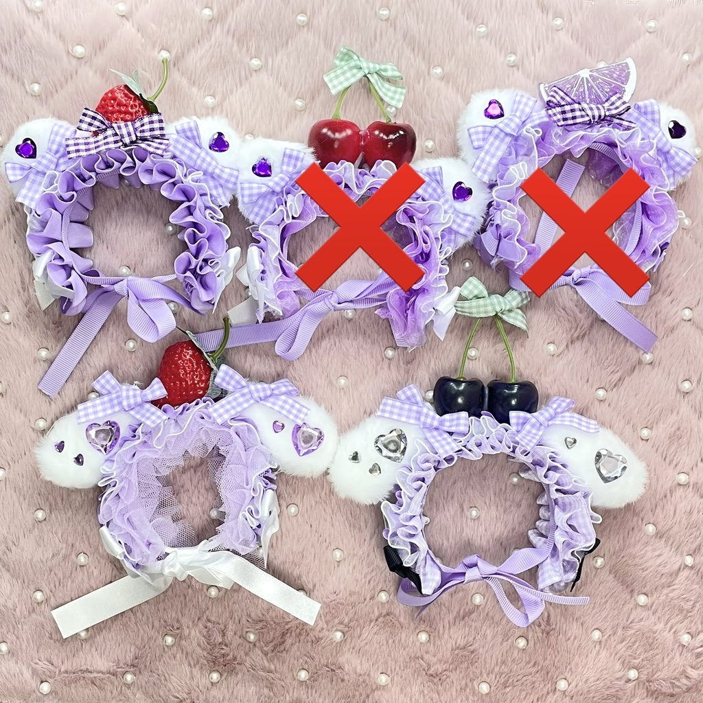 Sサイズ&SM中間サイズぬい服💜🍓🍒purple fruits headdress