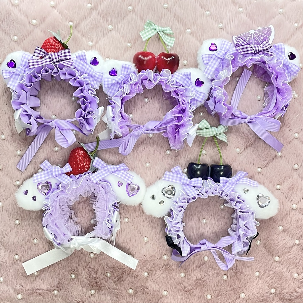 Sサイズ&SM中間サイズぬい服💜🍓🍒purple fruits headdress