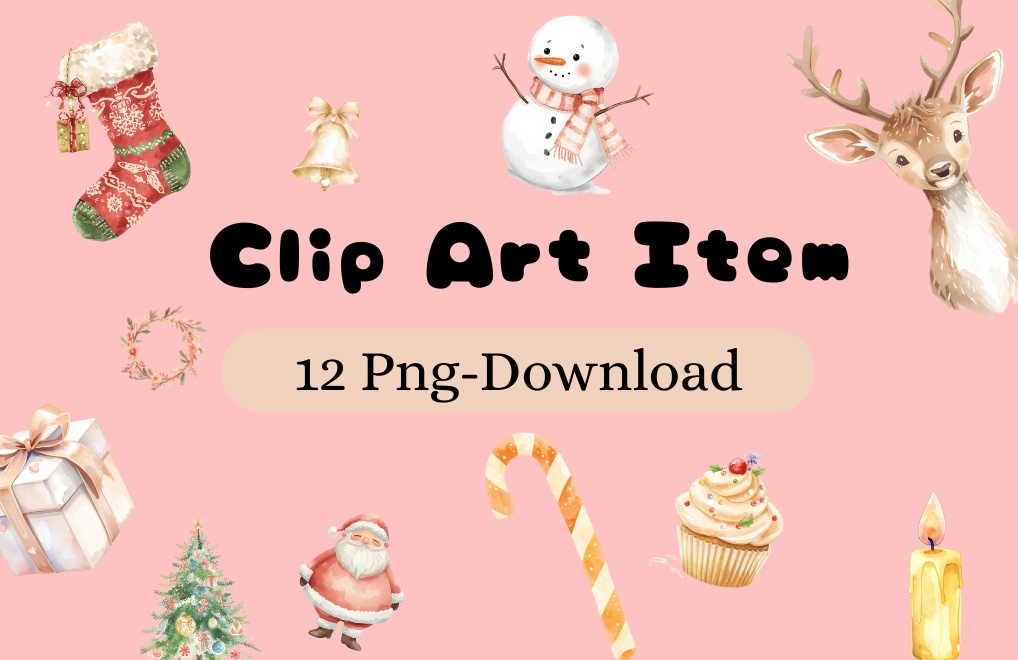 【水彩ガーリー】クリスマス クリップアート20点セット