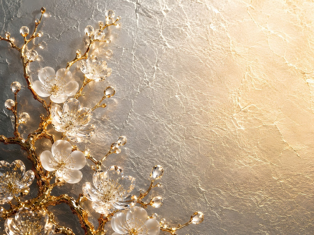 金地×琳派|Rinpa Motifs in 3D Glass — Plum, Cranes & Iris