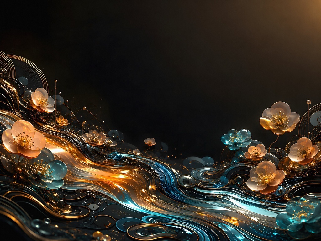 煌めく流光|Glowing Abstract Flow — Koi, Maple & Cherry Blossom in 3D