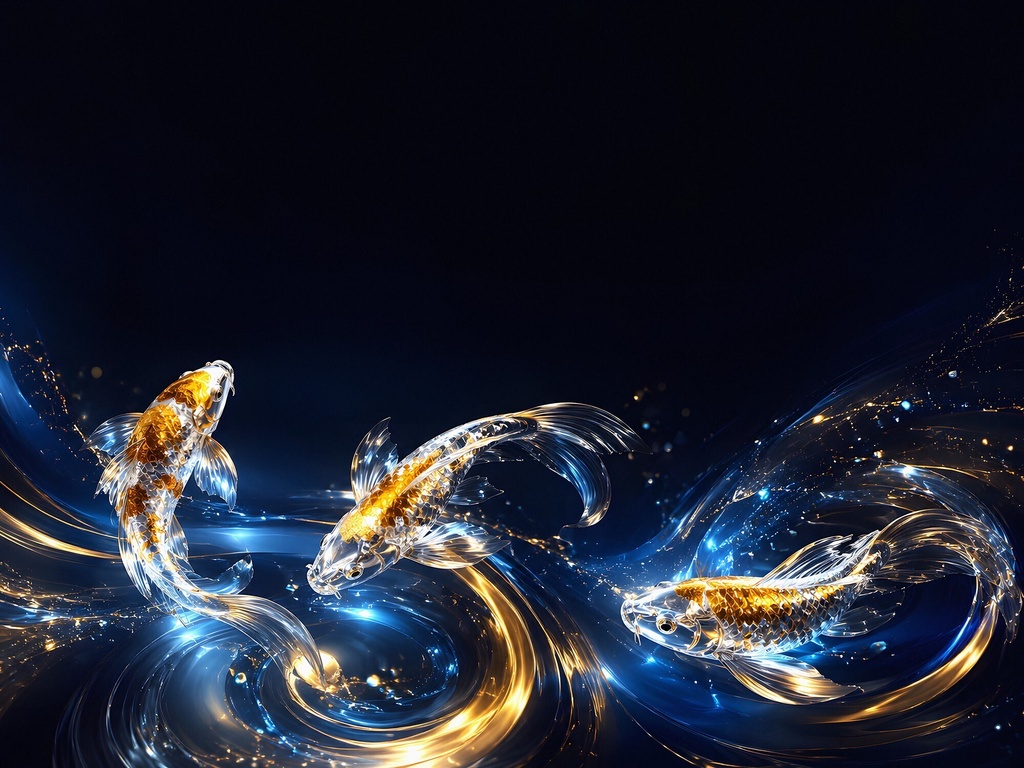 煌めく流光|Glowing Abstract Flow — Koi, Maple & Cherry Blossom in 3D