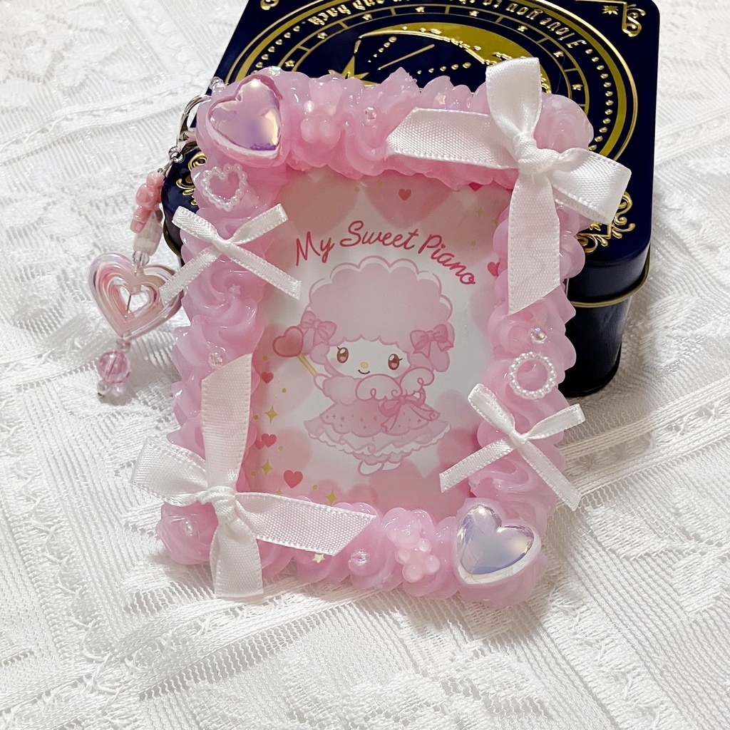 ホイップデコ トレカケース B8 硬質ケース 推し活 ビーズチャーム付き ピンク