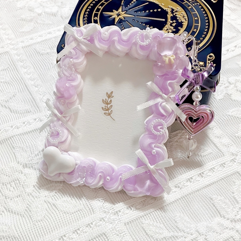 ホイップデコ トレカケース B8 硬質ケース 推し活 ビーズチャーム付き 紫