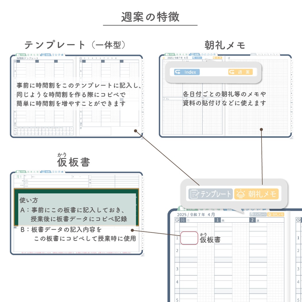 2025年度「先生手帳(小学校版)」レギュラー【色:ネイビー】