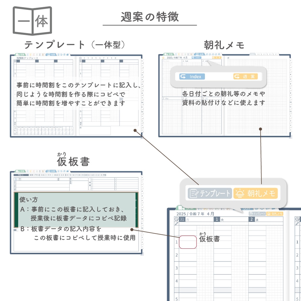 2025年度「先生手帳(中高版)」レギュラー【色:ネイビー】