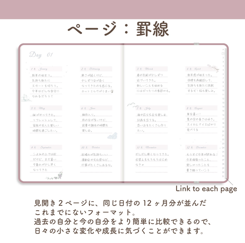 「12ヶ月手帳:サクラ」万年タイプ