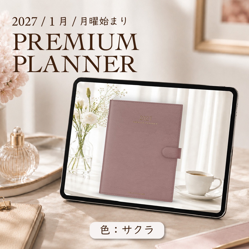 2027年1月始まりPREMIUM PLANNER[月曜始まり／色：サクラ]