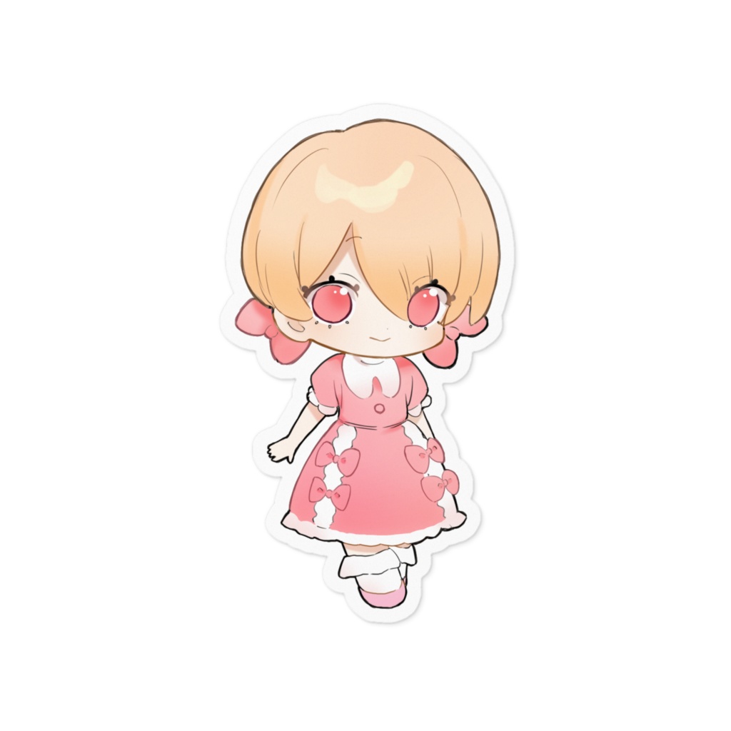 リボンの女の子　ステッカー