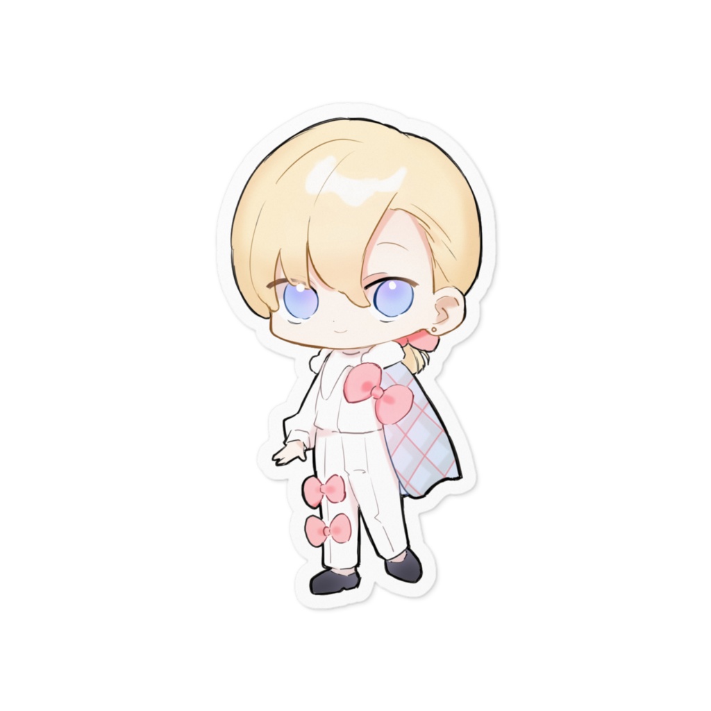 リボンの男の子　ステッカー