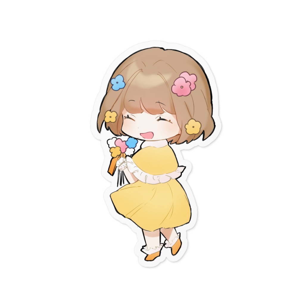 花の女の子　ステッカー