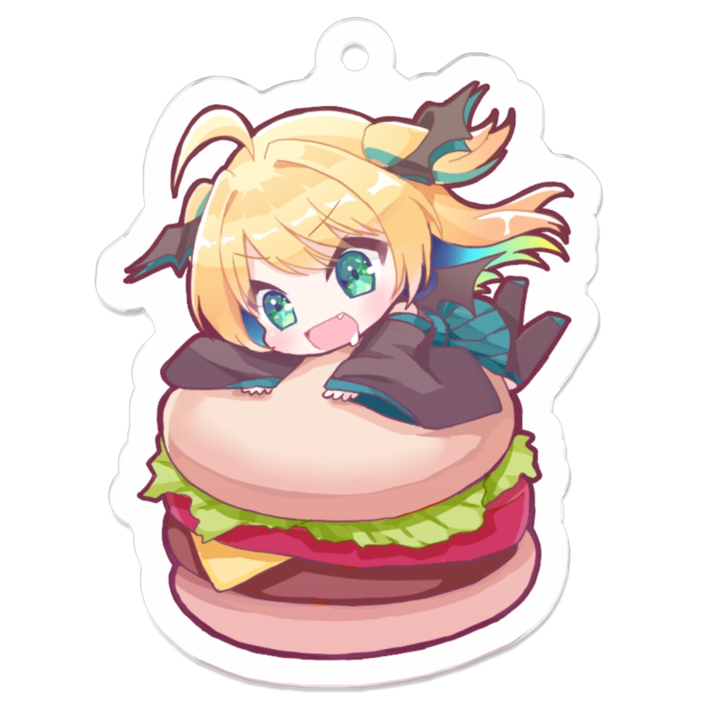 緑魔キャロラインアクリルキーホルダーハンバーガー