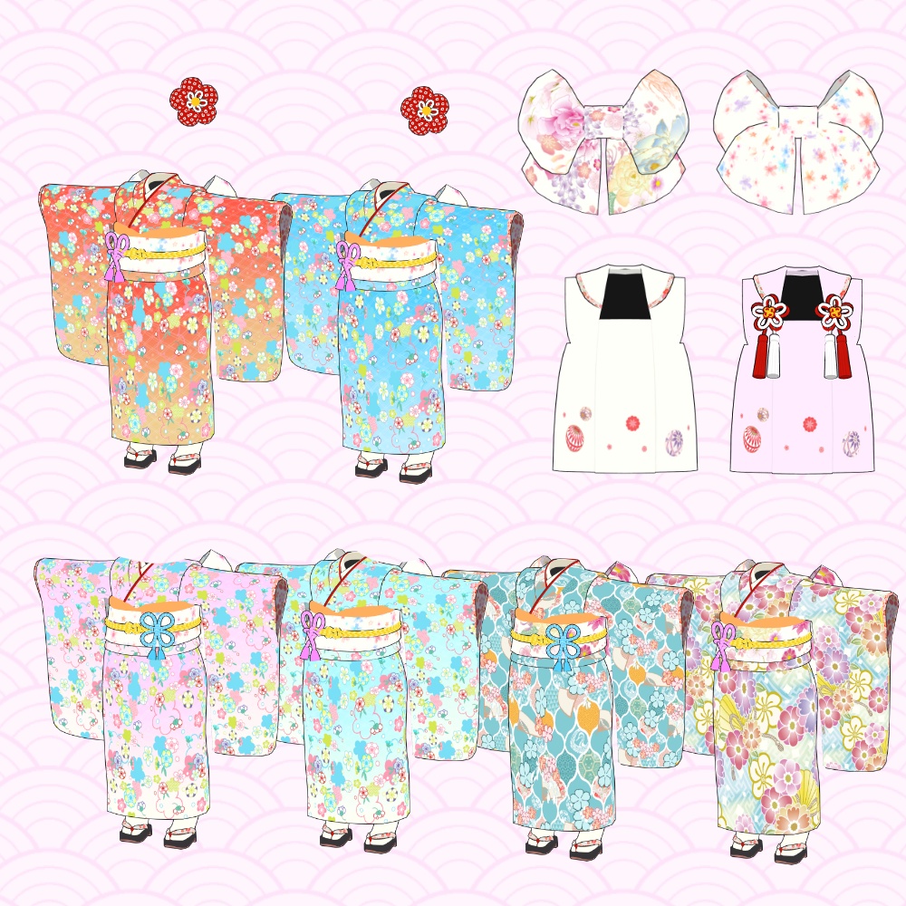 【3D VRChat 衣装】晴れ着セット【ぽんとちゅね対応】