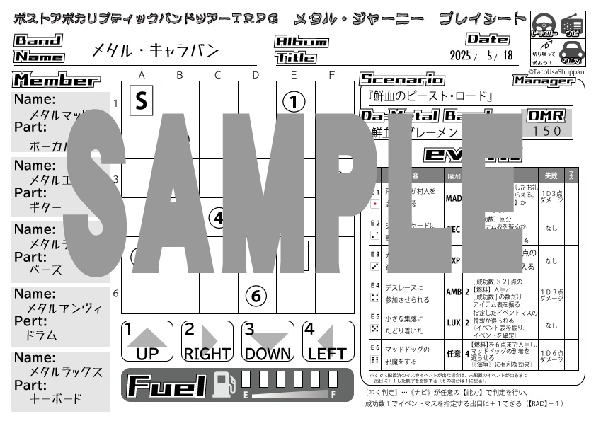 ポストアポカリプティックバンドツアーTRPG メタル・ジャーニー