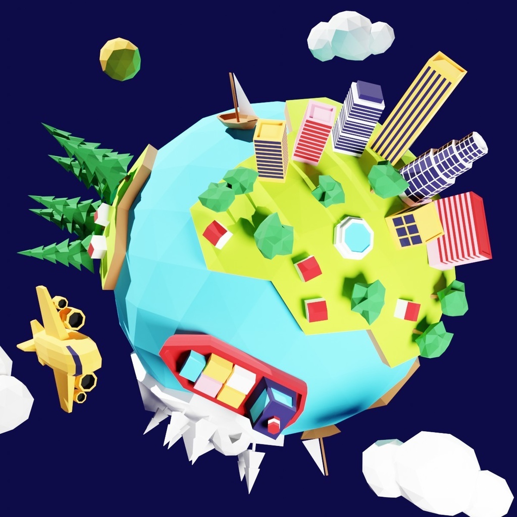 【無料】地球(ローポリ)3Dモデル〜Blender3.5〜