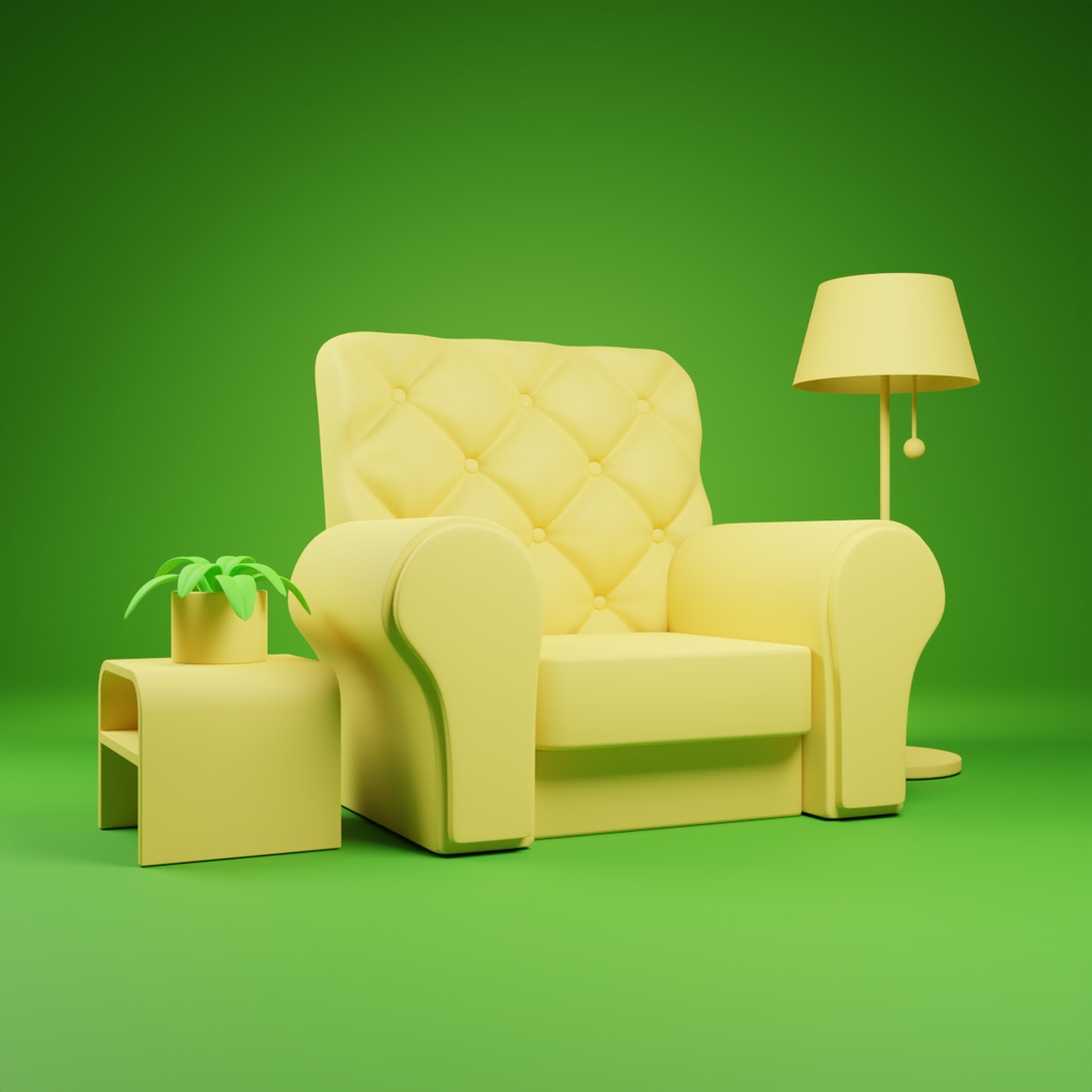 【無料】ソファーの3Dモデル〜Blender3.5〜