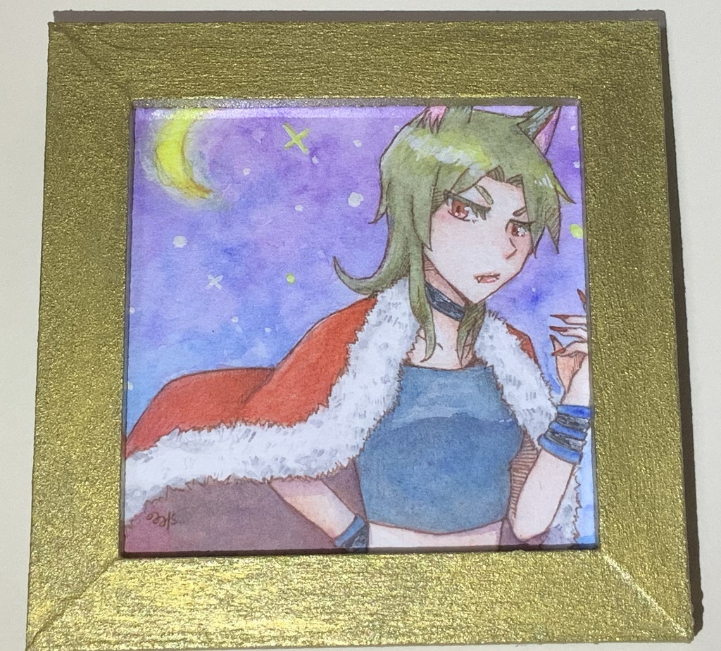 【原画】100mm×100mmサイズイラスト【額装】