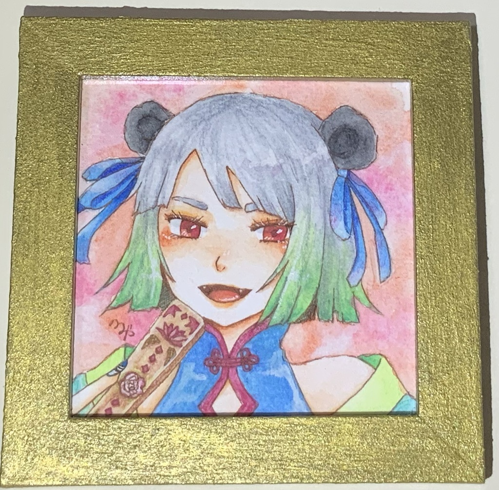 【原画】100mm×100mmサイズイラスト【額装】