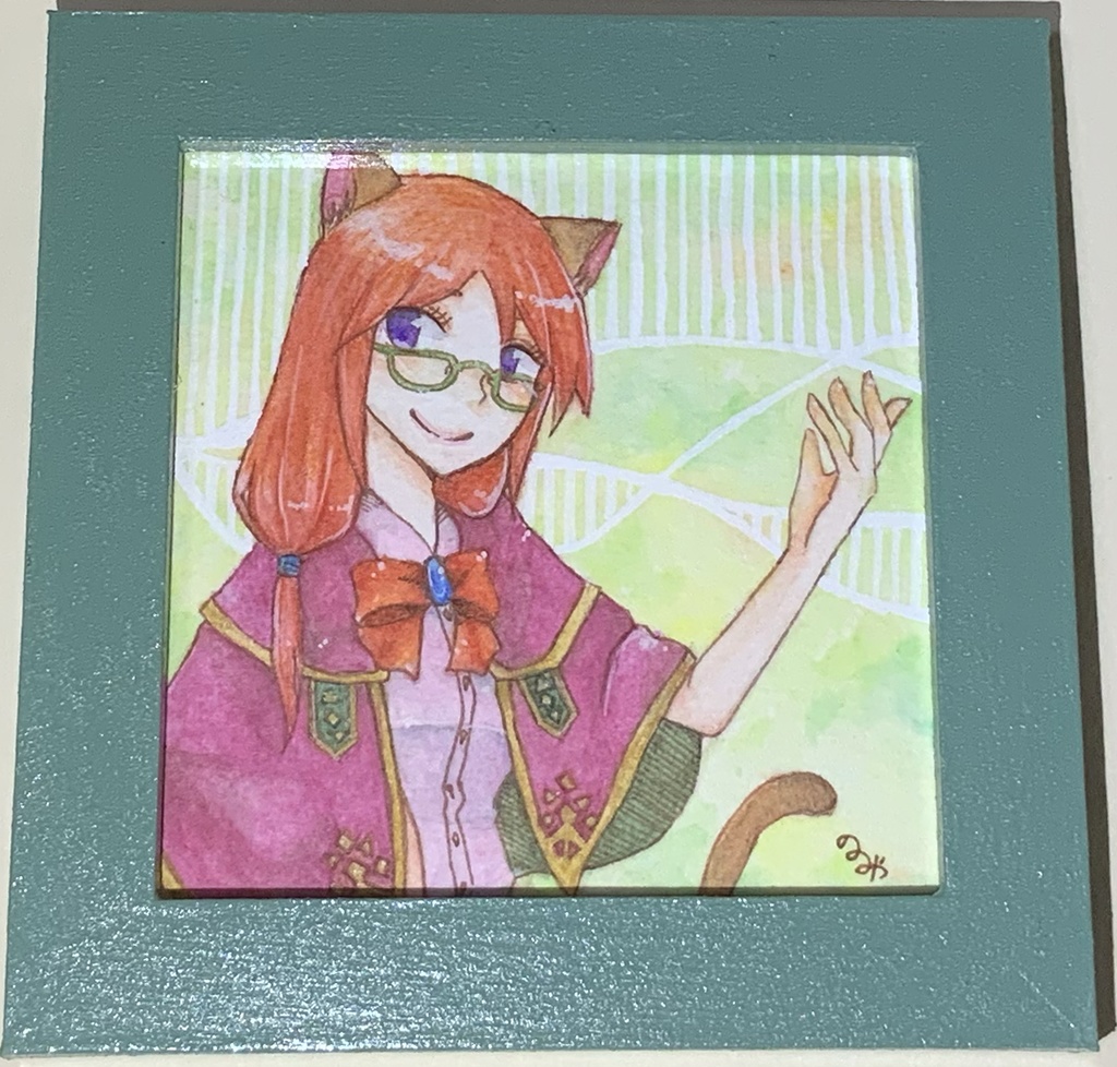 【原画】100mm×100mmサイズイラスト【額装】