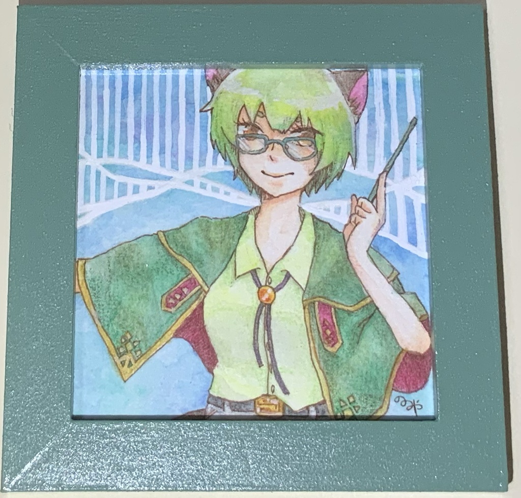 【原画】100mm×100mmサイズイラスト【額装】