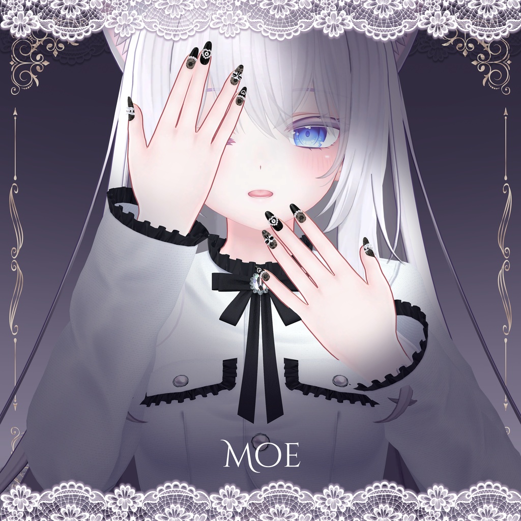 【4アバター対応】🖤『Black_Heart_Nail』🖤