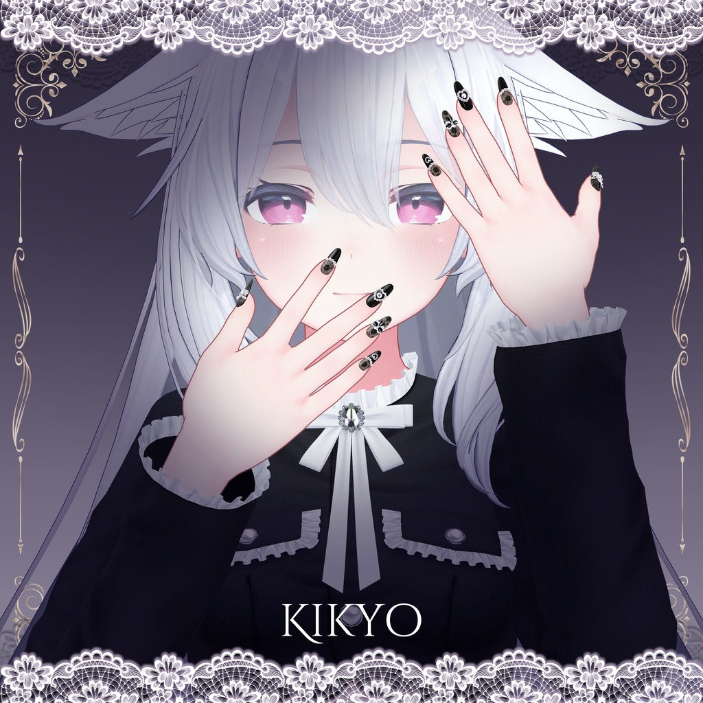 【4アバター対応】🖤『Black_Heart_Nail』🖤