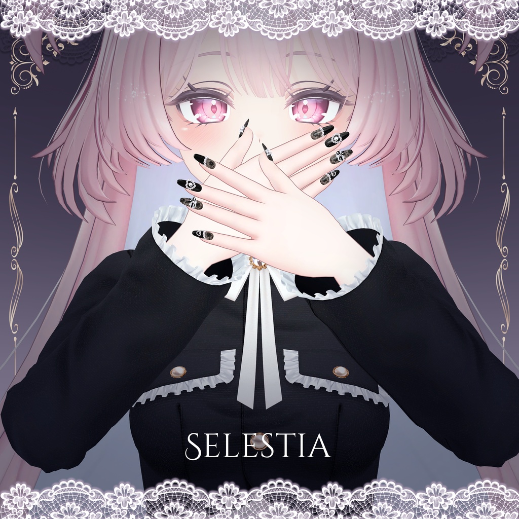 【4アバター対応】🖤『Black_Heart_Nail』🖤