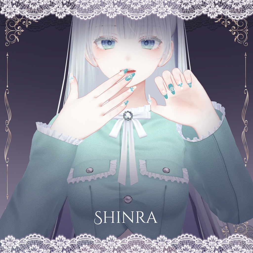 【4アバター対応】🖤『Black_Heart_Nail』🖤