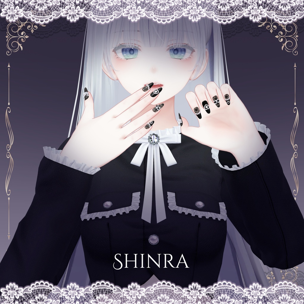 【4アバター対応】🖤『Black_Heart_Nail』🖤