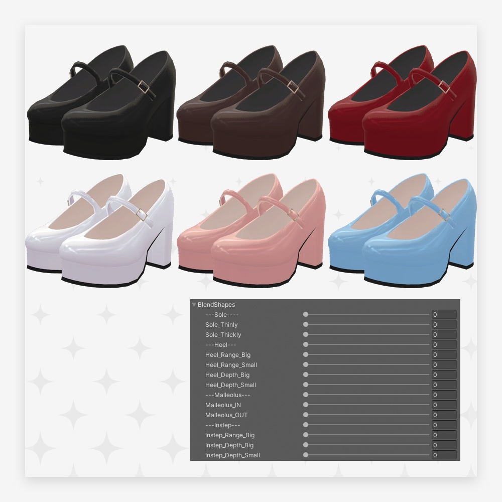 3Dモデル『ストラップパンプス』v.2.0.0【誰でもつかえる】