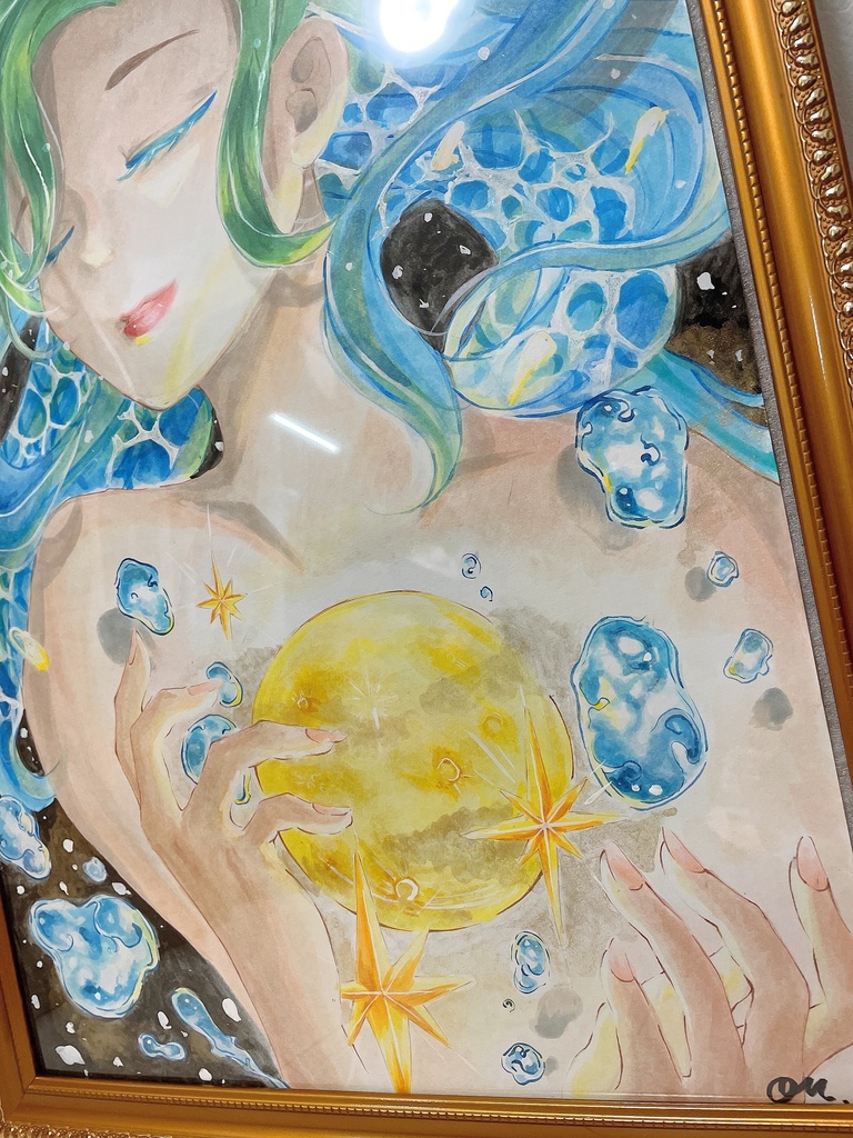 海底の女神 手描きアナログ 額装込み
