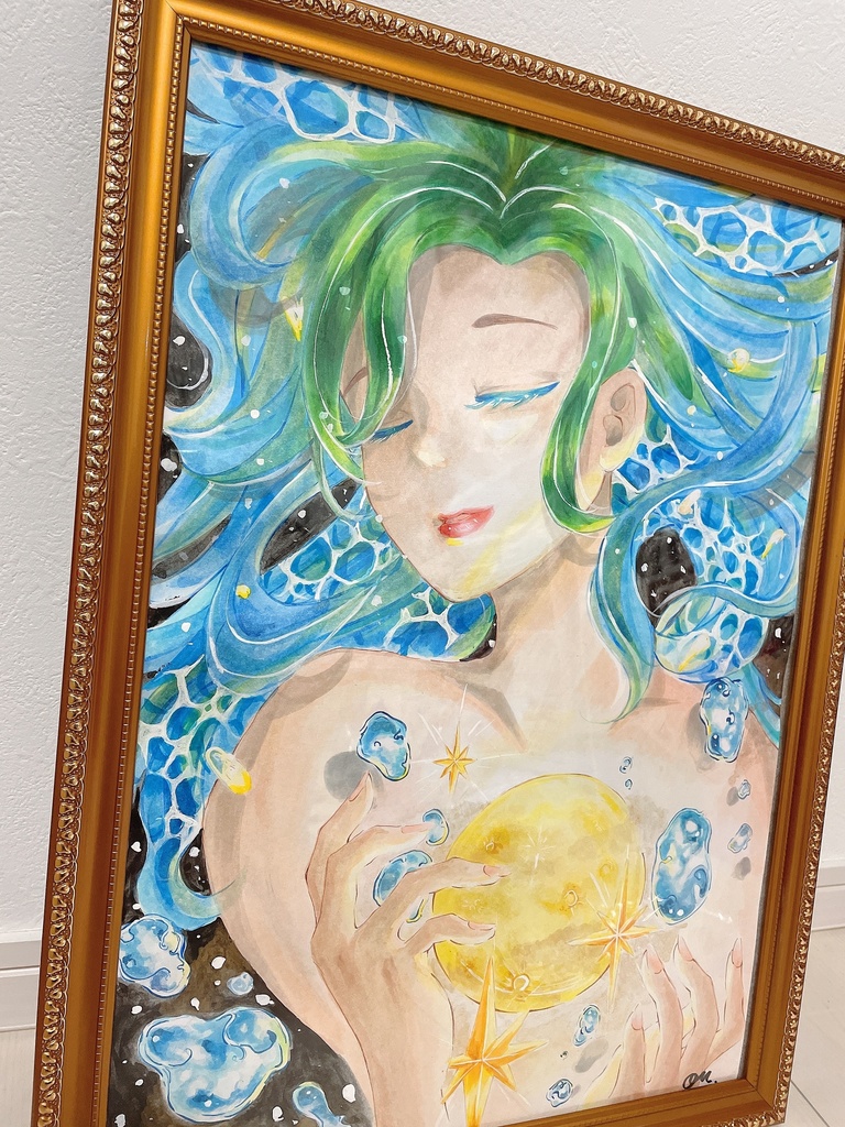 海底の女神 手描きアナログ 額装込み