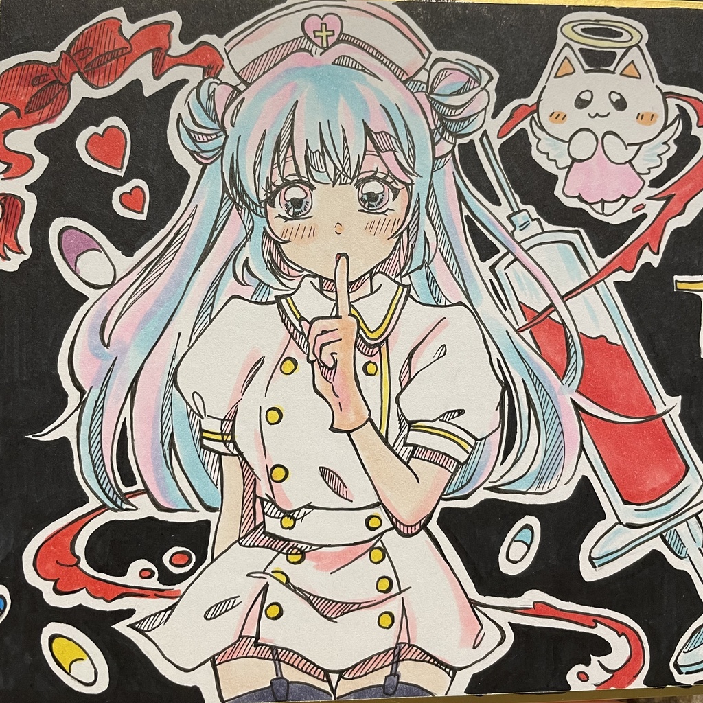 ホスピタル可愛い女の子　手描きイラスト
