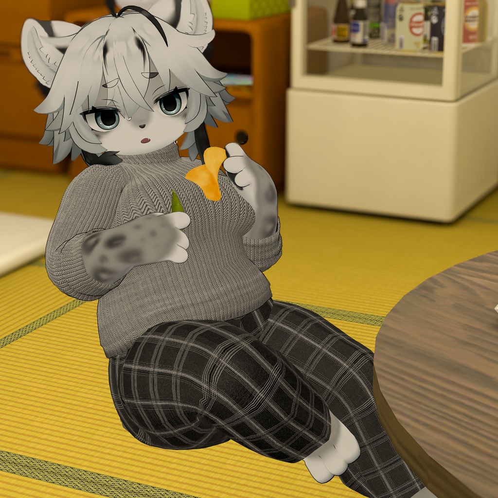 【揺れる肉】ぽっちゃりシルエットになれるセーター&パンツセット【Lサイズ】