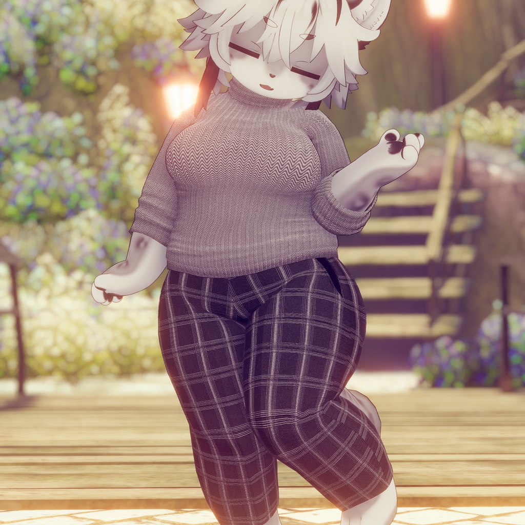 【揺れる肉】ぽっちゃりシルエットになれるセーター&パンツセット【Lサイズ】