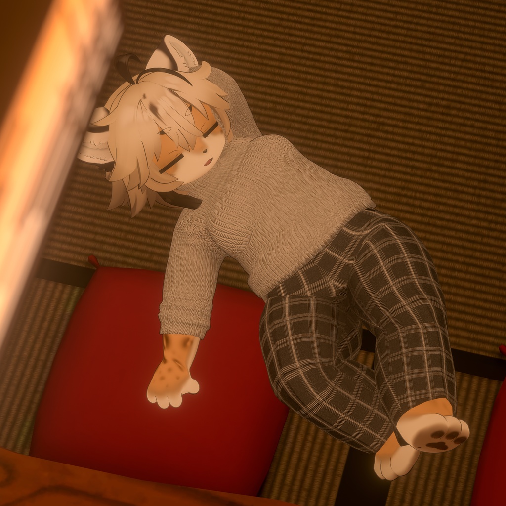 【揺れる肉】ぽっちゃりシルエットになれるセーター&パンツセット【Lサイズ】