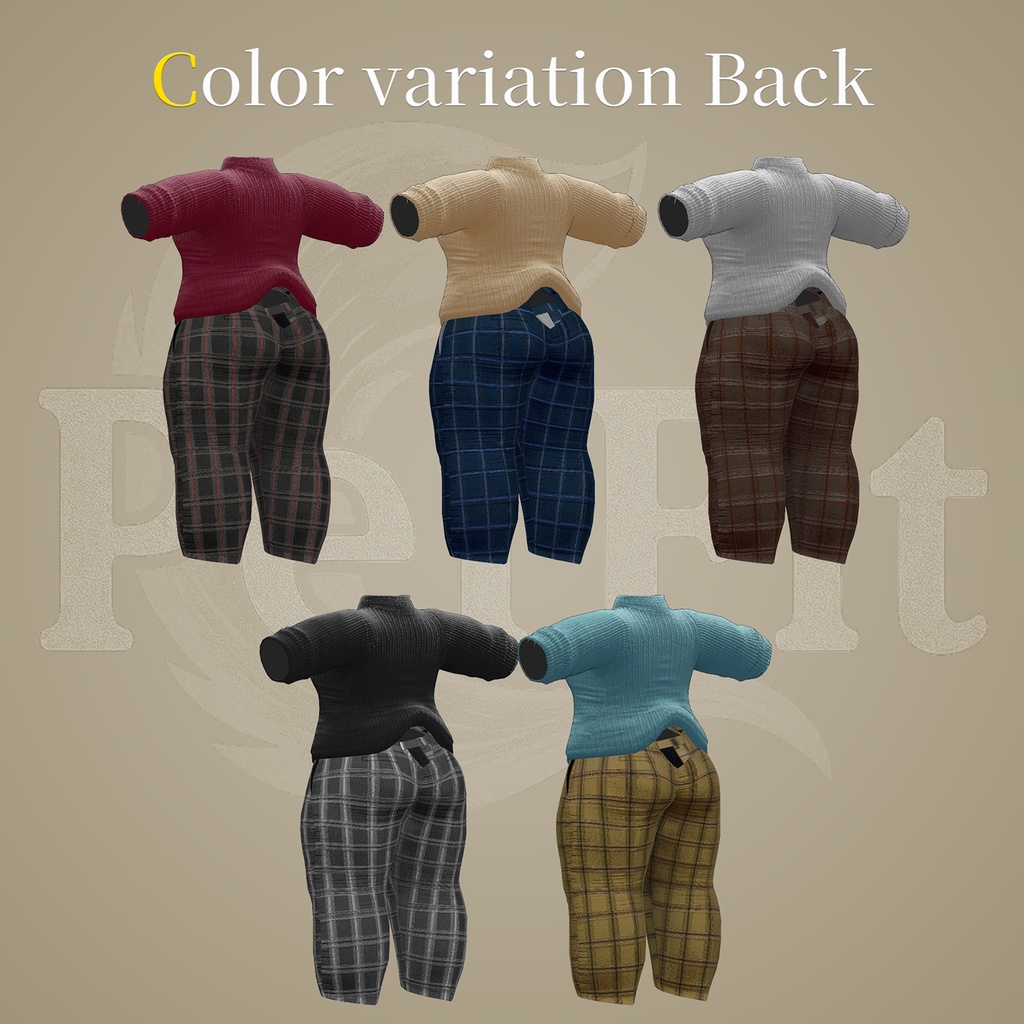 【揺れる肉】ぽっちゃりシルエットになれるセーター&パンツセット【Lサイズ】