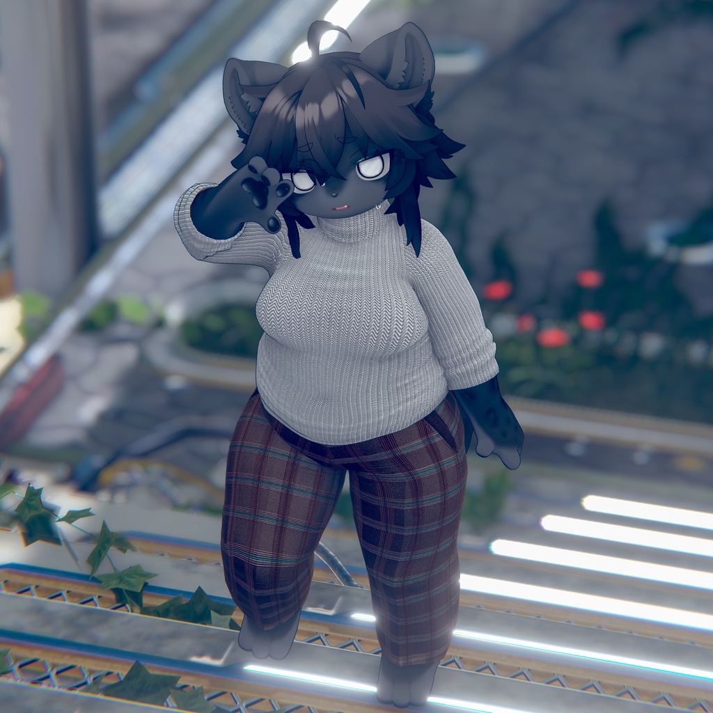 【揺れる肉】ぽっちゃりシルエットになれるセーター&パンツセット【Lサイズ】