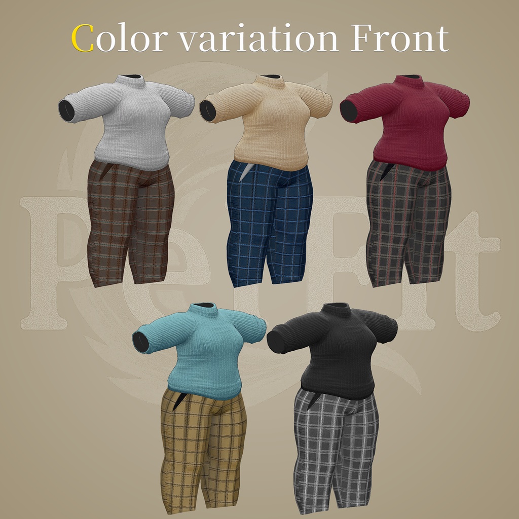 【揺れる肉】ぽっちゃりシルエットになれるセーター&パンツセット【Lサイズ】