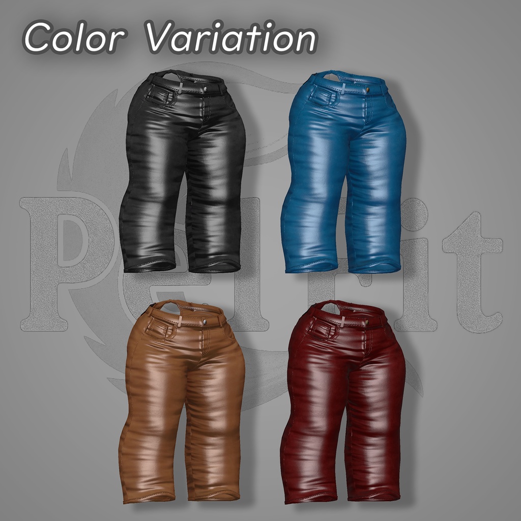 【マテリアルのみ】ケモノ向けジーンズ改変用 レザーパンツマテリアル