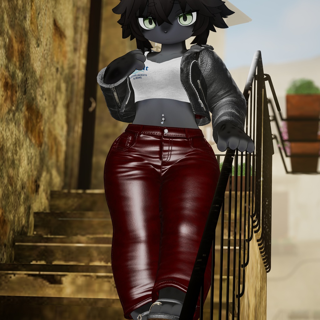 【マテリアルのみ】ケモノ向けジーンズ改変用 レザーパンツマテリアル