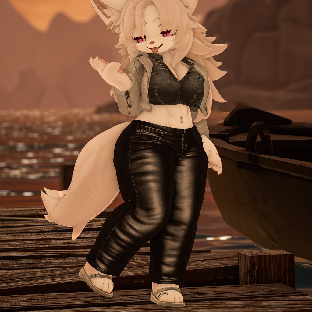 【マテリアルのみ】ケモノ向けジーンズ改変用 レザーパンツマテリアル