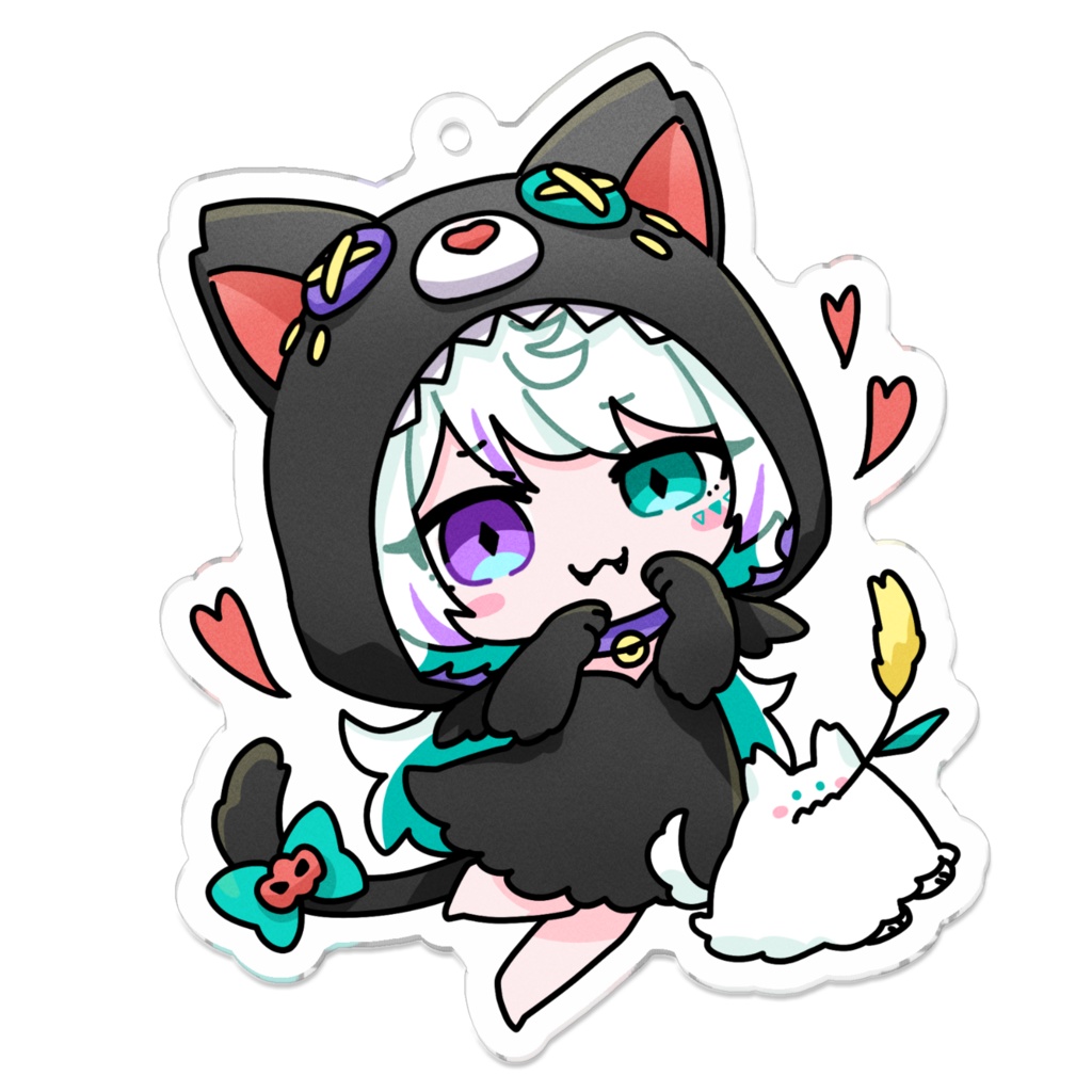 ハロウィンアクリルキーホルダー_黒猫