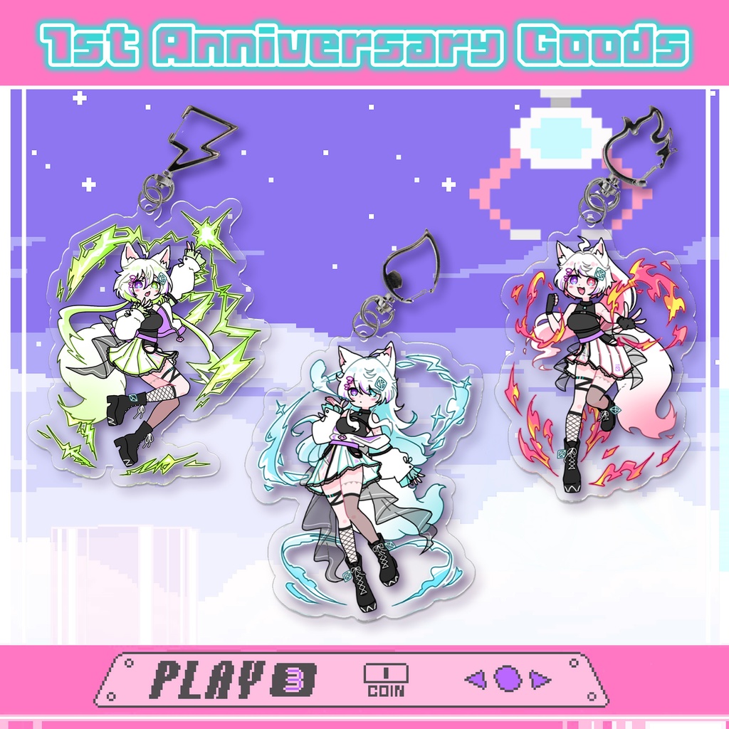 【受注生産】眠瑠おみ＊１周年記念グッズ＿属性アクリルキーホルダー