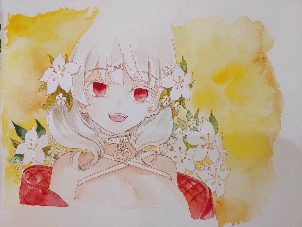 【額装原画】沙花叉クロヱ 【イラスト原画】額付き/ 絵師:河馬Una /オリジナル1点/手描き